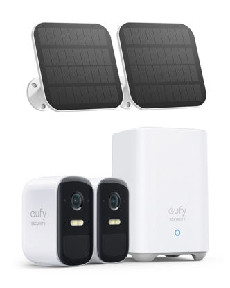 Picture of eufy Security, eufyCam 2C 2-Cam Kit with Solar Panel 2W, Security Camera Wireless Outdoor, Home Security System, HomeKit Compatibility, 1080p HD, IP67, Night Vision, Motion Only Alert, No Monthly Fee