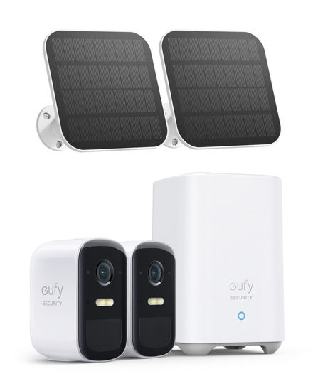 Picture of eufy Security, eufyCam 2C 2-Cam Kit with Solar Panel 2W, Security Camera Wireless Outdoor, Home Security System, HomeKit Compatibility, 1080p HD, IP67, Night Vision, Motion Only Alert, No Monthly Fee