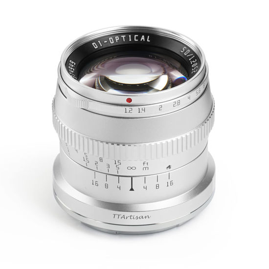Picture of TTArtisan 50mm F1.2 APS-C Manual Focus Sliver Lens for Sony E Mount Camera Like A5000 A5100 A6000 A6100 A6300 A6400 A6500 A6600 NEX-3 NEX-3N NEX-3R NEX-5T NEX-5R NEX-5 NEX-5N NEX-7 NEX-5C