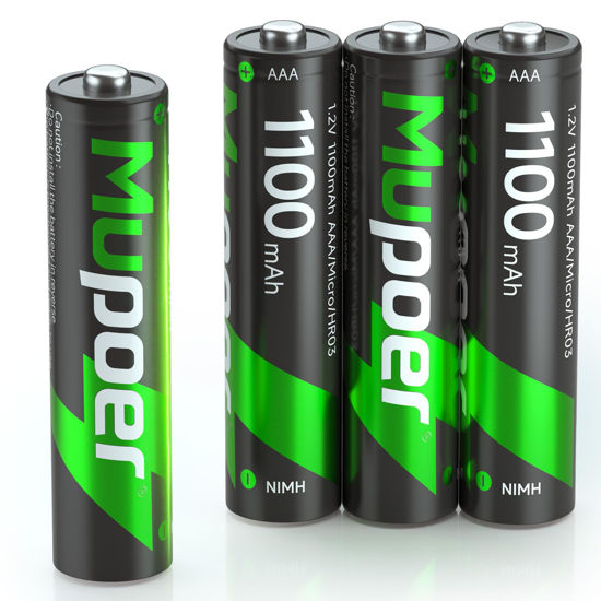 Picture of Mupoer 4 Count Ni-MH AAA Batteries, Rechargeable 1100mAh High Capacity Batteries, 1.2V Low Self Discharge Triple A Batteries