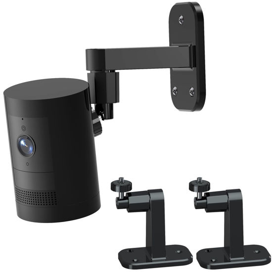 Picture of 2Pack Ring Camera Wall Mount,Compatible with Ring Stick Up Cam Battery/Plug-in/Camera Pro Battery/Ring Indoor Cam(1st Gen),360 Degree Adjustable No Drilling Mount for Ring Outdoor Indoor Camera,Black