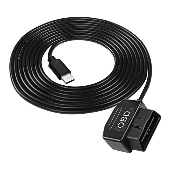 Picture of XMSJSIY OBD Power Cable for Dash Camera Type C OBD2 Power Cable Adapter Hardwire Charger Cable with Switch Button Connector Charger 24 Hours Surveillance for Dash Camera GPS DVR - 3.5M