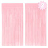 Picture of xo, Fetti Party Decorations Matte Pastel Pink Fringe Foil Curtain - Set of 2 | Bachelorette, Bridal Shower, Backdrop, Wedding, Birthday, Photo Booth