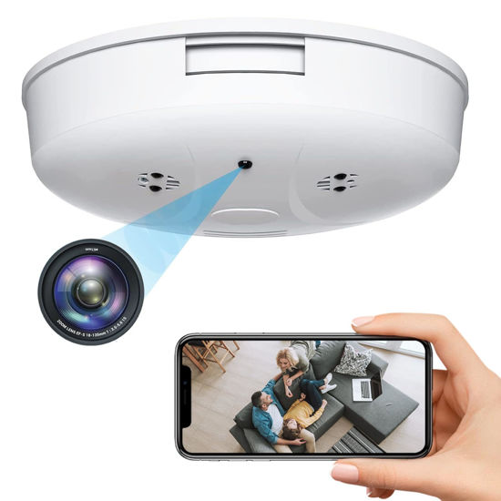 Picture of YYCAMUS Security Camera Smoke Detector Camera 1080P WiFi Indoor Camera Hidden Camera with Night Vision Motion Detection Real-Time Nanny Camera for Home Office Safety