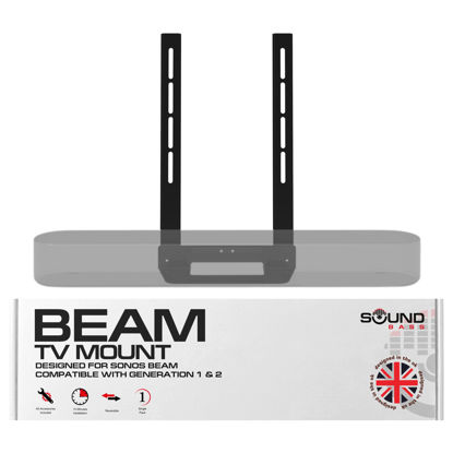 Picture of Soundbass Beam TV Mount, Compatible with Generation 1 & 2 Sonos Beam Mounting Bracket for TV, Black, Full Hardware Kit Included, Beam Soundbar