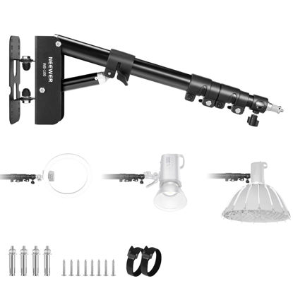 Picture of NEEWER Ring Light Wall Mount Boom Arm, 22"-46"/55-116cm 180° Swivel Triangle Light Wall Mounting for Photography Strobe Monolight Softbox Umbrella Reflector, Aluminum Alloy, 6.6lb/3kg Capacity, WB-100