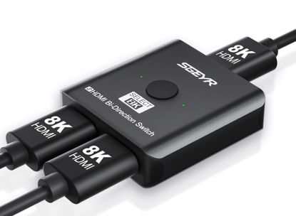 Picture of SGEYR HDMI Switch, 8K HDMI Switcher 2 in 1 Out,HDMI 2.1 Switch Selector,Aluminum HDMI 2.1 Splitter Bi-Directional Ultra HD, Support 8K@60Hz,48Gbps, Compatible with PS5/4,Xbox,Roku