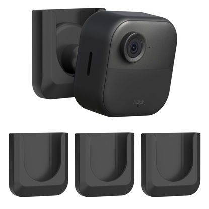 Picture of Blink Camera No Drill Wall Mount Bracket for Blink Outdoor 4/ Blink Mini 2/Blink Indoor Camera,No Screw Adhesive Blink Camera Mount for Blink Indoor Outdoor Camera 3Pack (Camera Not Included),Black