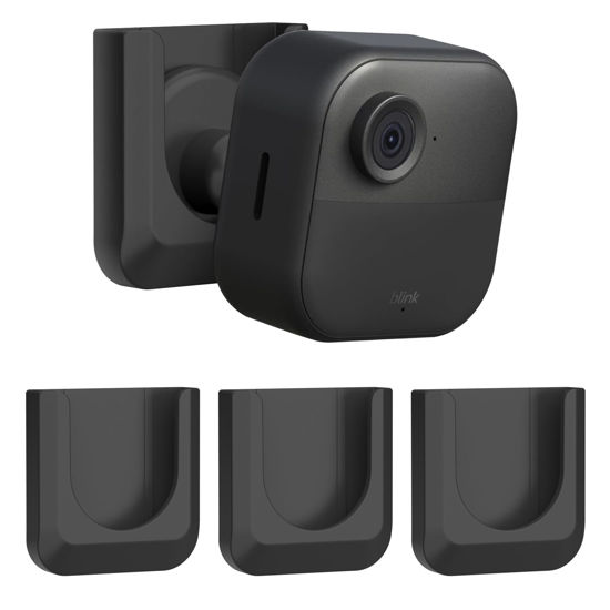 Picture of Blink Camera No Drill Wall Mount Bracket for Blink Outdoor 4/ Blink Mini 2/Blink Indoor Camera,No Screw Adhesive Blink Camera Mount for Blink Indoor Outdoor Camera 3Pack (Camera Not Included),Black