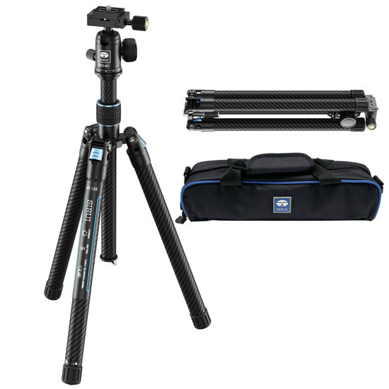 Picture of SIRUI 60" Carbon Fiber Tripod for Camera with 360° Panoramic Ball Head, Arca QR Plate, Compact Lightweight 2.1lbs Travel Tripod for DSLR Video Camcorder, Max Load 10kg, Traveler X-III