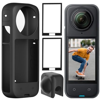 Picture of for Insta 360 X4 Silicone Protective Case with Lens Cap, Screen Protector for Insta 360 X4 Accessories, 360 X4 Protective Accessories Kit