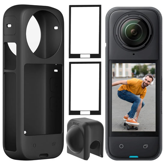 Picture of for Insta 360 X4 Silicone Protective Case with Lens Cap, Screen Protector for Insta 360 X4 Accessories, 360 X4 Protective Accessories Kit