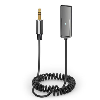 Picture of NEWNEWLIU Bluetooth Aux Adapter for Car，USB Aux Bluetooth 5.3 Adapter with 3.5mm Audio Jack kit with Built-in Microphone Aux Input for Hands-Free Calls Compatible with Car Speaker and Home Audio(T21)