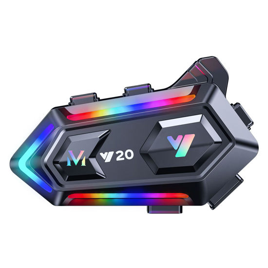Picture of BTQILEYOO Y20 Motorcycle Helmet Bluetooth Headset, Flash Color RGB Lighting Effect, Bluetooth 5.3 Headphone, Smart Noise Reduction, HiFi Level Sound Quality, IPX6, Compatible with All Helmets