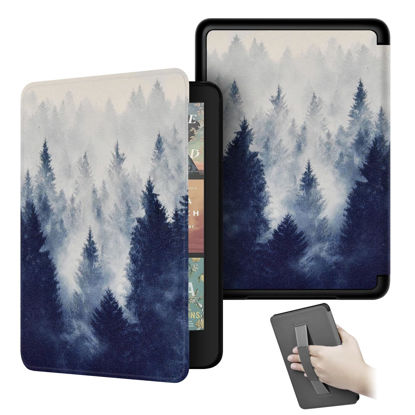 Picture of Nasdafong,Hand Strap Case for 2024 Release 7" Kindle Paperwhite (12th Gen) & Kindle Colorsoft Signature Edition, Shockproof Frame Cover with Auto-Wake/Sleep,Misty Forest