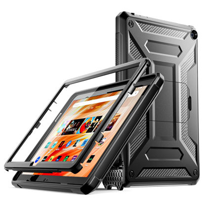 Picture of Amazon Fire HD 10 & Fire HD 10 Kids Pro Tablet Case (Only 13th Gen, 2023 Release), DJ&RPPQ Full Body Rugged Hands-Free Viewing Stand Back Cover with Screen Protector, Also for 10in Sony Nokia - Black