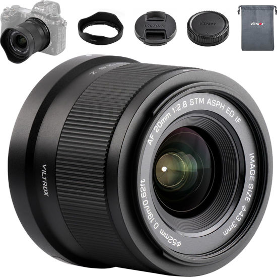 Picture of VILTROX 20mm F2.8 AF STM Lens for Nikon Z Mount Camera, 157g Lightweight Wide Angle Full Frame Auto Focus Prime Lens with Large Aperture f/2.8 for Nikon Z8, Z9, Z6, Z7, Z6 II, Z7 II, Z5, Z5 II