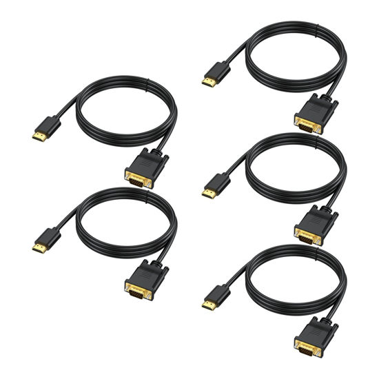 Picture of URELEGAN HDMI to VGA Cable 5-Pack, HDMI to VGA 3.3 Feet 1080P HD Video Cord Compatible for Computer, Desktop, Laptop, PC, Monitor, Projector, HDTV and More (NOT Bidirectional, 1M)