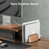 Picture of UPERGO Vertical Laptop Stand, Dual Slot Wooden Laptop Holder Vertical for Desk, Width Adjustable Dock for MacBook Pro and Other Laptops