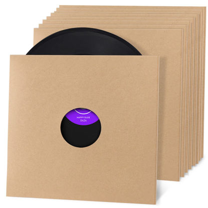 Picture of Facmogu 10PCS 12in Vinyl Record LP Jackets,Thick 350gsm Cardboard Vinyl Record Covers with Kraft Finish, Album Covers Record Jackets, Blank Album Jackets for Vinyl Record Inner & Outer Sleeves (Brown)