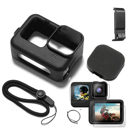 Picture of Accessories Kit Protective Soft Silicone Case for GoPro Hero 12/11/10/9 Black, Sleeve Case with Rubber Lens Cover + Screen Protector + Battery Side Cover + Lens Cover Cap for Go Pro Hero12 11 10 9