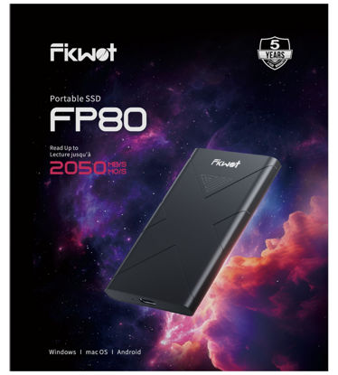 Picture of Fikwot 2TB External SSD, Portable SSD, Up to 2000MB/s, USB 3.2 Gen2x2 External Solid State Drives, Compatible with Smart TV, PS5/PS4(Pro), iPhone 15/16, Xbox, Mac & Windows and Other Devices(FP80)