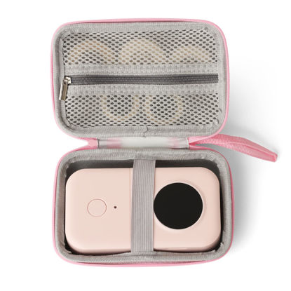 Picture of TUGUAI Label Maker Case Compatible with Phomemo D30 JADENS D110 NiiMbot D11 SUPVAN E10 Label Printer, Hard Carrying Container Storage Holder Organizer for Tape Roll, Charging Cable (Box Only, Pink)