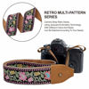 Picture of Padwa Lifestyle Embroidered Flower Camera Strap - 2" Wide Classic Vintage Crazy Horse Arts Cowhide Head Camera Straps for Photographers,Universal Neck Shoulder & Crossbody Strap Fit DSLR/SLR Camera