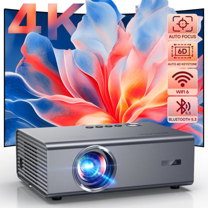 Picture of [Auto Focus/Full-Angle Auto Keystone]Smart Projector with WiFi 6 and Bluetooth,4K Support 850ANSI Kogata Outdoor Movie Proyector for Home Theater UP to 300"& 50% Zoom,1080P Native Ceiling Projector