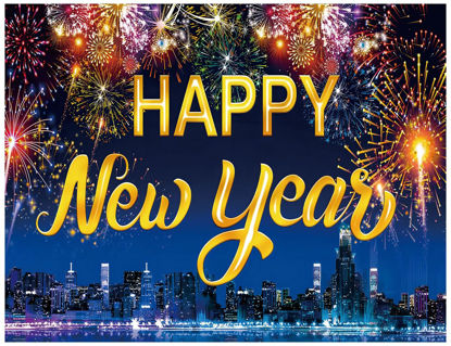Picture of YYNXSY New Years Decorations 2025, Happy New Year Banner Backdrop, New Years Eve Party Supplies, NYE Decorations, Happy New Year Eve Decorations for Door Banner Background Neon YY-11507 7X5FT