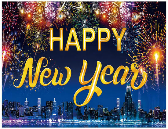 Picture of YYNXSY New Years Decorations 2025, Happy New Year Banner Backdrop, New Years Eve Party Supplies, NYE Decorations, Happy New Year Eve Decorations for Door Banner Background Neon YY-11507 7X5FT
