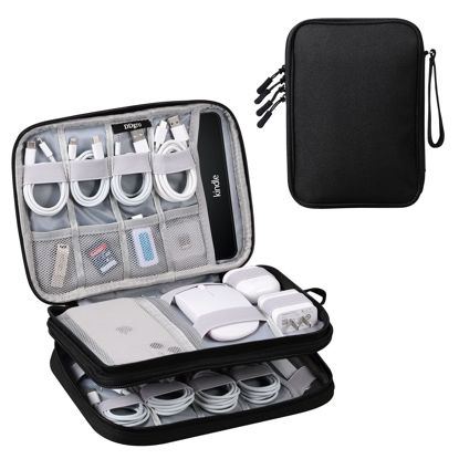 Picture of DDgro Travel Electronics Organizer Pouch Bag for Tech Gadgets & Airplane Accessories, for Cables/Cords & Chargers/iPad Mini (Large, Black)