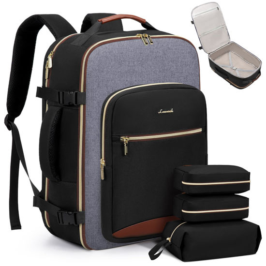 Picture of LOVEVOOK 40L Travel Backpack for Women & Men, Large Carry on Backpack for Airplanes with 3 Packing Cubes, TSA Personal Item Travel Bag fits 17" Laptop, Waterproof Travel Essentials Airline Approved