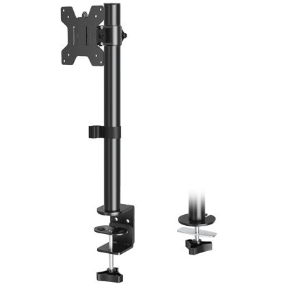 Picture of MOUNTUP Single Monitor Mount, Adjustable Monitor Stand for Max 32 Inch Flat Curved Computer Screen, Monitor Arm Desk Mount Fit VESA 75x75& 100x100, up to 17.6lbs, with C-Clamp and Grommet Base, Black