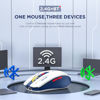 Picture of RAPIQUE Bluetooth Wireless Mouse - (BT1/BT2+USB) Tri-Mode High Performance, Rechargeable, Multi-Device Compatible with PC/Laptop/Computer/MacBook/iPad Air Pro (Blue and White)