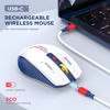 Picture of RAPIQUE Bluetooth Wireless Mouse - (BT1/BT2+USB) Tri-Mode High Performance, Rechargeable, Multi-Device Compatible with PC/Laptop/Computer/MacBook/iPad Air Pro (Blue and White)