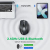 Picture of TechRise Bluetooth Mouse Rechargeable Wireless Mouse (BT5.0/3.0 & 2.4G) Ergonomic Mouse for Laptop, 4800 DPI Silent Computer Mouse with USB A Receiver, 8 Buttons Portable Mouse for PC Mac Chromebook