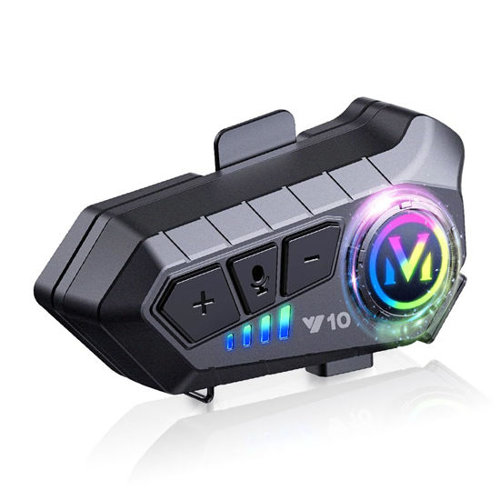 Picture of WNJACO Motorcycle Helmet Bluetooth Headset, Outdoor Wireless Bluetooth 5.3 Headphone Speakers Noise Cancellation Intercom Communication Systems with IPX6 Waterproof/Strong Bass for Dirt Bike
