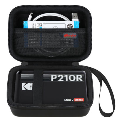 Picture of Elonbo Carrying Case for KODAK Mini 2 Retro 4PASS Portable Photo Printer, Digital Instant Print Camera Travel Bag Storage Holder, Mesh Pocket Fits Printing Paper, Cable, Black