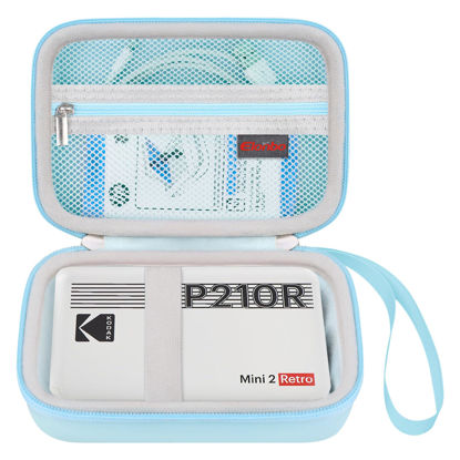 Picture of Elonbo Carrying Case for KODAK Mini 2 Retro 4PASS Portable Photo Printer, Digital Instant Print Camera Travel Bag Storage Holder, Mesh Pocket Fits Printing Paper, Cable, Blue