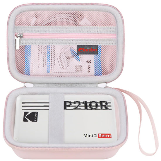 Picture of Elonbo Carrying Case for KODAK Mini 2 Retro 4PASS Portable Photo Printer, Digital Instant Print Camera Travel Bag Storage Holder, Mesh Pocket Fits Printing Paper, Cable, Pink