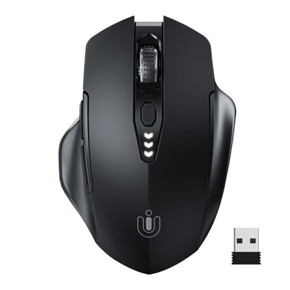 Picture of Uineer Wireless Mouse,[Upgraded] 2.4GHz Mouse Wireless Rechargeable (Battery Level Visible) Ergonomic Computer Mouse,4 Levels DPI, Wireless Mouse for Laptop PC Computer(Matte Black)