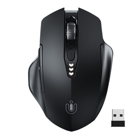 Picture of Uineer Wireless Mouse,[Upgraded] 2.4GHz Mouse Wireless Rechargeable (Battery Level Visible) Ergonomic Computer Mouse,4 Levels DPI, Wireless Mouse for Laptop PC Computer(Matte Black)