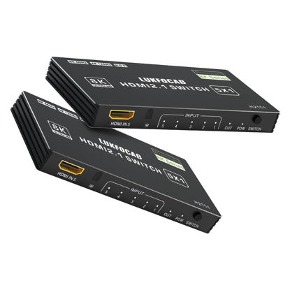 Picture of HDMI 2.1 Switch 5 in 1 Out 8K 60Hz, 5 Port HDMI Switcher Selector Box with Remote, 4K@120Hz HDMI Switch 5x1 Support 48Gbps, HDR 10+, HDCP 2.3, 3D, for Roku, PS5/4/3, Xbox Series X, NS, Laptop, Black