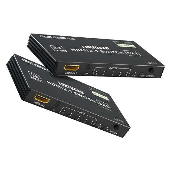 Picture of HDMI 2.1 Switch 5 in 1 Out 8K 60Hz, 5 Port HDMI Switcher Selector Box with Remote, 4K@120Hz HDMI Switch 5x1 Support 48Gbps, HDR 10+, HDCP 2.3, 3D, for Roku, PS5/4/3, Xbox Series X, NS, Laptop, Black