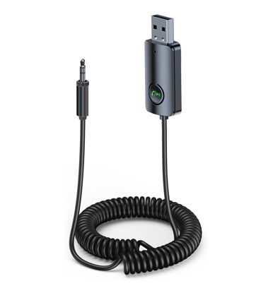 Picture of KAIY AUX to Bluetooth Car Adapter, 3.5mm Bluetooth Receiver for Car USB, Handsfree Calls Music Audio Adapter, Compatible with Car Speaker and Home Audio, Built-in Microphone
