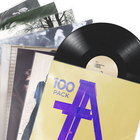 Picture of Claev Record Sleeves for Album Covers - 100 Clear Plastic Outer Sleeves to Protect 12" LP Vinyl Record Albums - 12.75 x 12.75 inch & 3 mil Thick - Archival Quality for Collection Protection