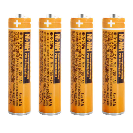 Picture of EOCIK 4 Pack HHR-4DPA NI-MH Rechargeable Battery for Panasonic 1.2V 700mAh AAA Battery for Cordless Phones