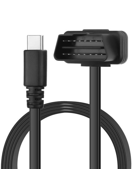 Picture of CERRXIAN OBD Power Cable Right Angle OBD2 to Type C Adapter 12V OBD II Male to 12V 3A USB Male Connector for Dash Camera Phone Car GPS DVR More 12V Devices- 1.8M/ 6FT