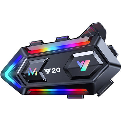 Picture of ZOVTIX Motorcycle Helmet Speakers with 16-Types RGB Dazzling Lights V5.3BT Motorcycle Headphones Dual Noise Reduction Stereo Sound/Automatic Answer/AI Voice Assistant/IPX6